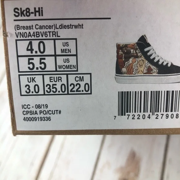 Vans Breast Cancer Awareness Sk8 Hi Shoes Nwt - Picture 12 of 12